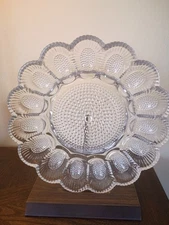 Vintage Indiana Glass Hobnail Deviled Egg Serving Platter Plate Beautiful USA