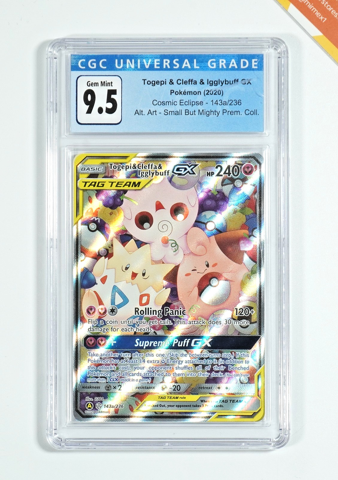 Pokemon CGC 9.5 Togepi & Cleffa & Igglybuff GX #143a Cosmic Eclipse 2020 English