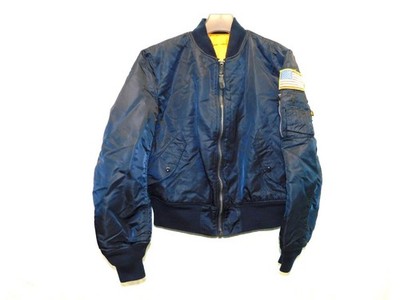 Vintage M Alpha Industries MA-1 Flyers Bomber Jacket Blue Orange