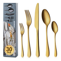 Besteckset 30 Teile Edelstahl Gold Matt FüR 6 Personen Gabel Messer LöFfel Inkl.