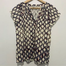 Rails Alena Iris Shibori Top Medium Geometric Print Preppy Feminine Lightweight