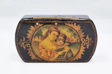 FINE QAJAR ISLAMIC MARKET LACQUER SNUFF BOX 19th Century Poss RUSSIAN