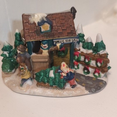 Vintage 2003 Cobblestone Corners Christmas Village Trees for Sale Tree Farm 2003