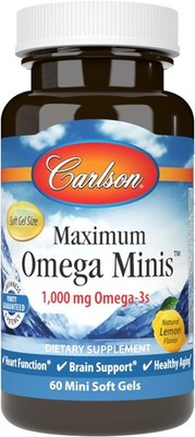 Carlson - Maximum Omega Minis, 1000 mg Omega-3s, Heart Function, Brain Support &