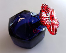Parasol Glass Hummingbird Feeder, Cobalt Blue with Red Flower
