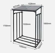 Metall Kaminholzregal Anthrazit S 185 x 70 x 185 cm Garten Kaminholz