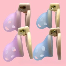 Sissy Silicone Chastity Cage with 6 Rings CB Lock SM Abstinence Restraint Lock