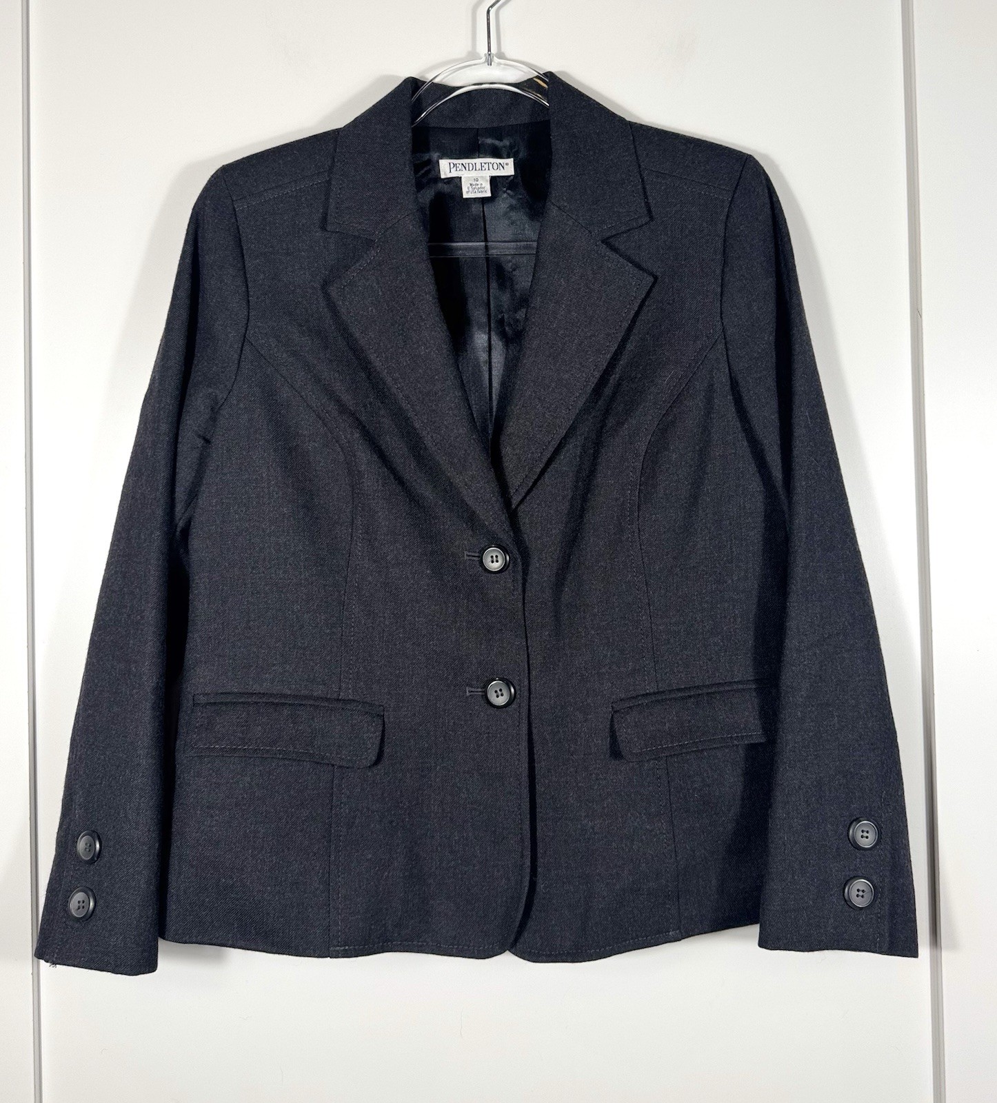 Pendleton Women’s Virgin Wool Blazer Charcoal Gra… - image 1