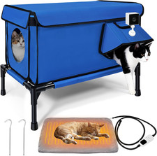 Elevated Heated Outdoor Cat House - 100 Weatherproof Insulated Outdoor Cat Shel