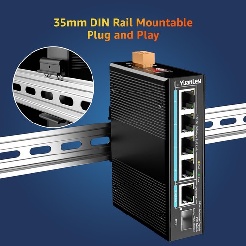 6 Port Industrial Switch with 4 Port PoE Gigabit, 1 1000Mbps Uplink, 1 SFP Po... - 第 5/7 張圖片
