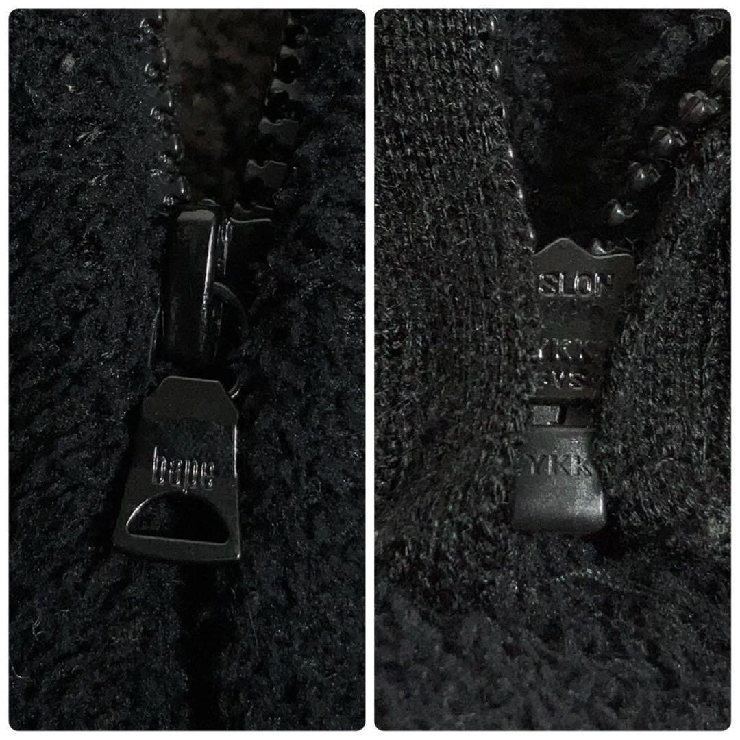 A Bathing Ape Fleece Jacket Full Zip Logo Black L Used thumbnail 9