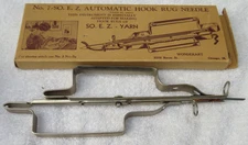 Vintage Wonderart No. 7 - SO. E. Z. Automatic Hook Rug Needle with original box