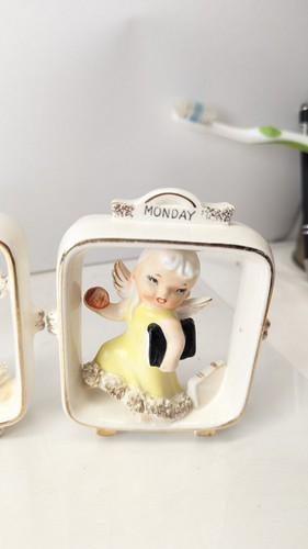 7 Estatuillas de porcelana vintage Geo Z Lefton niño de la semana lunes domingo 1955 - Imagen 8 de 24
