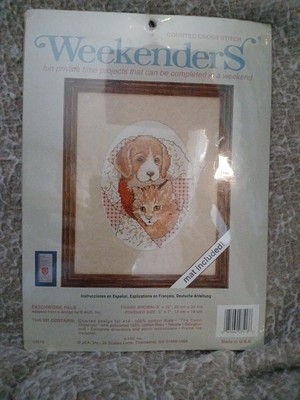 NEW vintage  counted cross stitch kit Weekenders ''Patchwork Pals'' #03518 NOS