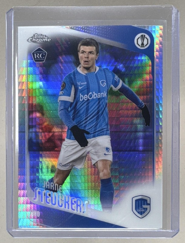 Jarne Steuckers 2025 Topps Chrome UEFA #126 Prism Refractor Rookie RC
