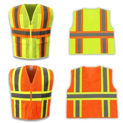 HIGH VISIBILITY ANSI CLASS 2 REFLECTIVE MESH SAFETY VEST
