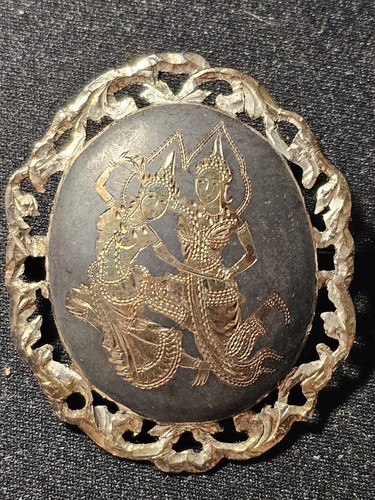 Vintage Siam Silver Goddess Brooch