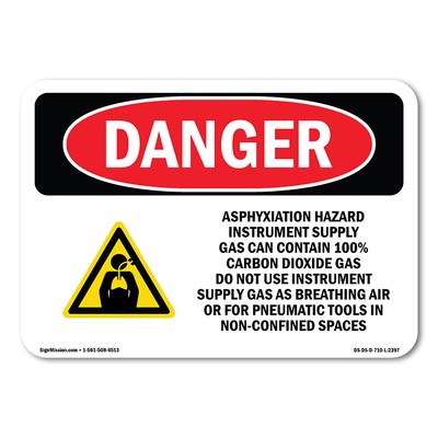 Asphyxiation Hazard Instrument ANSI Danger Sign Metal Plastic Decal