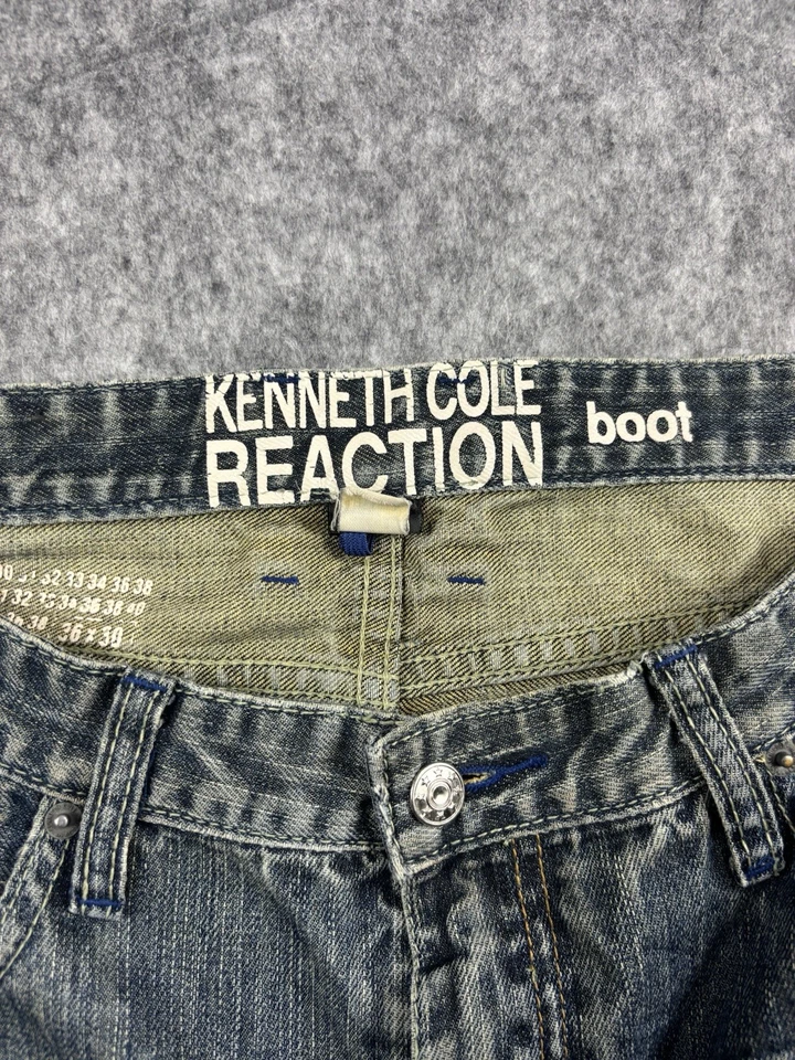 Kenneth Cole Reaction Men's Size 36x30 Boot Cut Medium Dark Wash Denim Jeans - Image 2 of 4