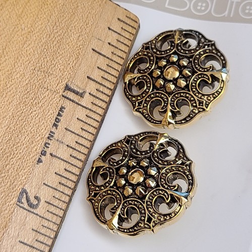 Lot 18 Vintage Le Bouton Buttons Antique Gold Repousse Style 7/8" Made In Italy - Picture 7 of 14