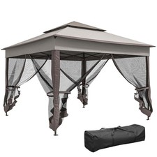 Outsunny Garden Folding Tent Heavy Duty Pop Up Gazebo for Party Light Grey