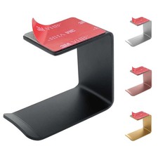 Aluminum Under-Desk Headphone Hanger with Strong Adhesive 1 Pack, Black