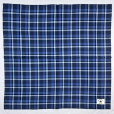 Beverly Hills Polo Club Blue Check Handkerchief Cotton Plaid Vintage Japan 19"