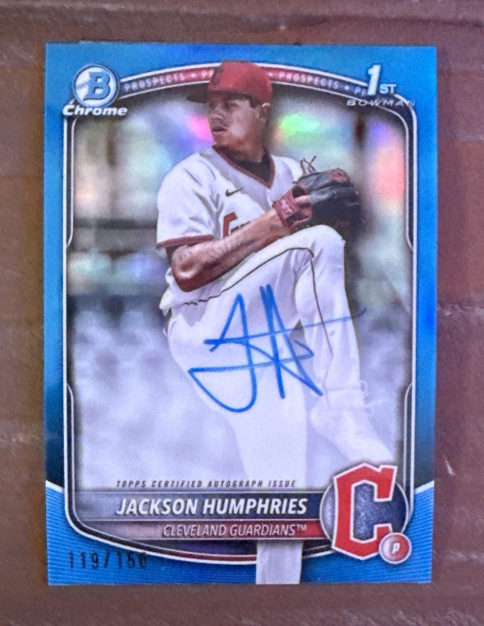 2025 Bowman 1st Chrome BLUE REFRACTOR AUTO/150 Jackson Humphries Guardians RC