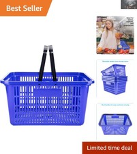 Vibrant Blue Plastic Shopping Basket - Essential for Convenient Grocery Shopping