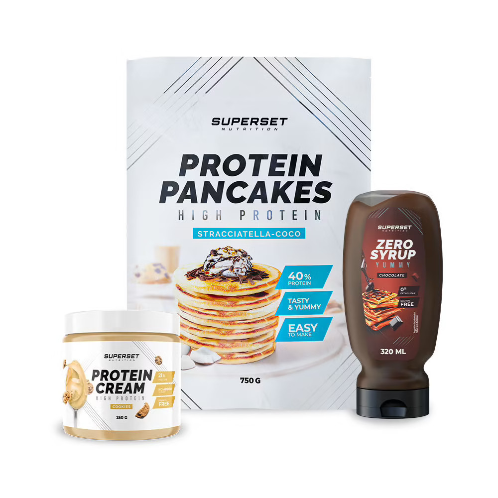 Pancakes et crème chocolat blanc Superset Nutrition pour votre routine fitness matin
