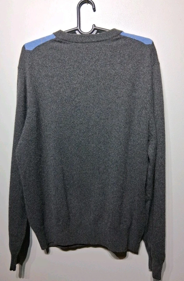 Giasone Men's Luxurious Argyle Gray Cashmere Crewneck Sweater Size L - Image 3 of 4