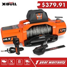 X-BULL Electric Winch 14500LBS 12V Synthetic Rope Towing Truck Trailer Winch 4×4