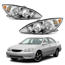 Toyota Camry 05-06 Headlights Amber Chrome Housing Pair W/O Bulbs