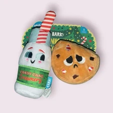 BarkBox Dunk The Halls Christmas Dog Toy Small Cookies Milk NEW Bark