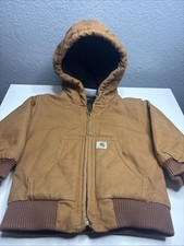 Carhartt Toddler 12M Brown Canvas Hooded Jacket Full Zip Lined