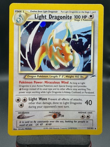 Pokémon TCG Light Dragonite 14/105 Neo Destiny Holo Rare English Card LP