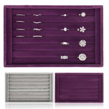 Velvet Jewelry Ring Display Organizer Tray Holder Earrings Storage Box Case Gift
