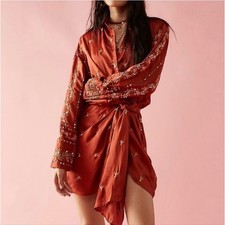 Free People Terracotta Embroidered Dress
