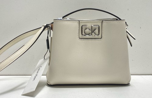Calvin Klein Women's CK Purse Shoulder Bag Faux Leather Beige