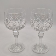 Pair of Tudor Crystal Hand Cut Full Lead English Crystal Wine Glasses Vintage