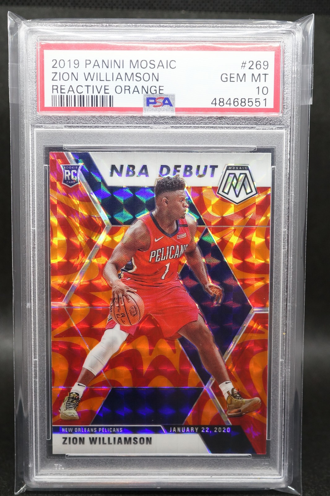 2019-20 Mosaic NBA Zion Williamson #269 Reactive Orange ROOKIE Prizm PSA 10