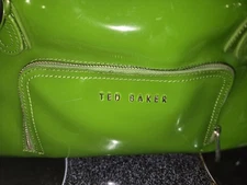 Ted Baker Green Patent Leather Satchel Bag – Double Zip – Floral Lining