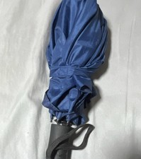 Blue Compact Folding Men's Umbrella Solid Pattern Lightweight Travel Rain Gear