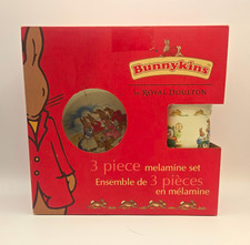 Royal Doulton Bunnykins 3pc Melamine Feeding Dish Set Multicolor Bowl Cup Plate