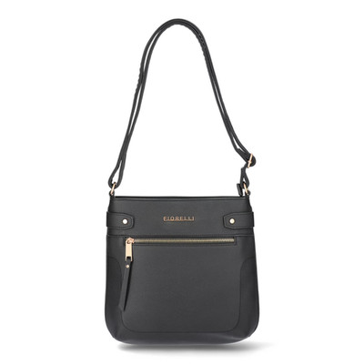 Fiorelli Women's Black Shoulder Bag Zip Closure Coin Purse Gold Hardware Logo