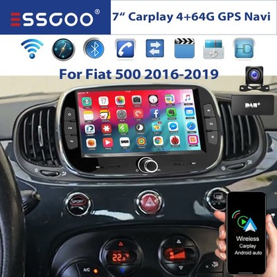 DAB+ Für Fiat 500 2016-2019 4+64G Carplay Autoradio Android 15 GPS RDS Navi SWC
