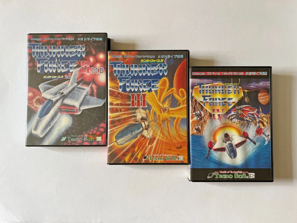 MD Thunder Force 2 3 4 Set Lot Mega Drive SEGA Tecno-Soft Shooter