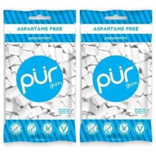 PUR Xylitol Chewing Gum PEPPERMINT 55 Pieces, 2 Pack Sugarless Vegan Pure