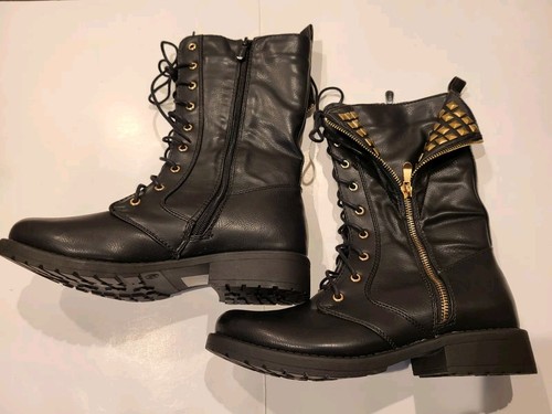 Shiekh PK-Studs Black Lace up Boots Size 9-NEW