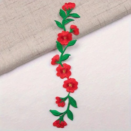 1pc Vibrant Floral Embroidered iron on patch select color 9 1/4 x 2 inch - Picture 3 of 8